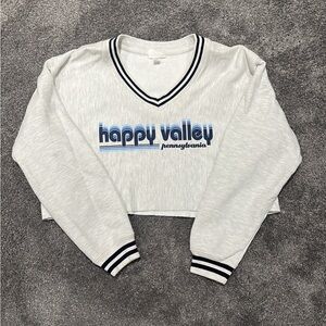 Champion Light Gray V-Neck Cropped Sweatshirt